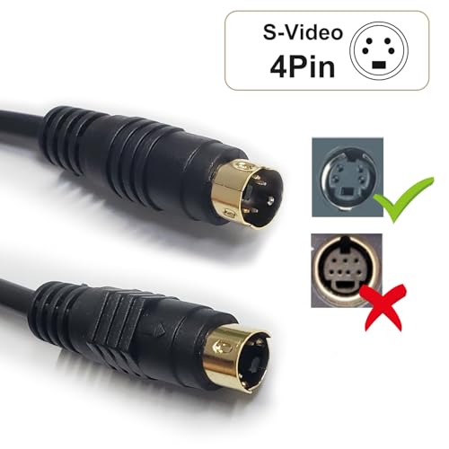 HTDYOO S Video Cable, S-Video Cable 4 Pin Connector Male to Male Gold Plated Compatible with DVD Player, Home Theater, DSS Receivers, VCRs, DVRs/PVRs - 3.28FT