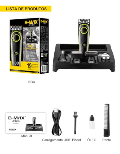 Aparador de Pelos Multifuncional 5 EM 1 Sem Fio Bivolt B-MAX BM-C036