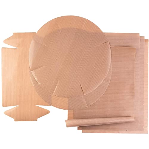 Juego de 7 láminas para hornear permanentes, papel de hornear reutilizable, se puede cortar y apto para lavavajillas, 4 rectangulares, 32 x 46 cm, 2 moldes redondos y 1 molde para caja