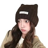 [Karsaer] ニット帽 レディース 秋冬 猫耳 ニット帽子 帽子 暖かい 防寒防風 保温 伸縮性 ふわふわ 柔らかい 肌に優しい 可愛い 小顔効果 無地 通勤 通学 旅行 自転車 フリーサイズ G0257