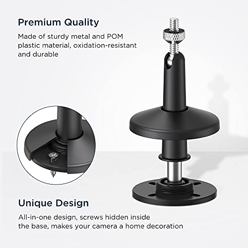 KIWI design Camera Wall Mount, Adjustable Indoor/Outdoor Security Wall Mount Compatible with Wyze Cam Pan and Other Surveillance Camera Models with 1/4 Inch Thread (2 Pack, Black) - Thumbnail 5