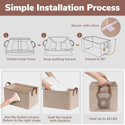 CHICVITA 45L Extra Large Fabric Storage Bins for Shelves, 2Pack, Brown by CHICVITA - Used condition - Image 7