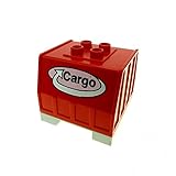  Bausteine gebraucht 1 x Lego Duplo Eisenbahn Aufsatz rot perl grau Cargo Logo Palette Zug Intelli Container Anhänger Waggon 9125 42400