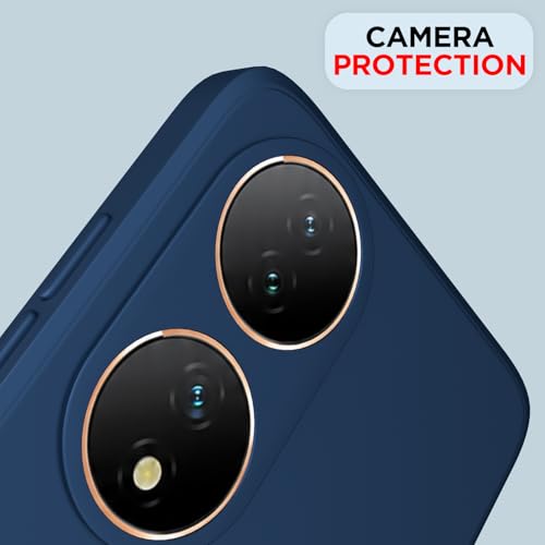 Image of Outlouders Back Cover for Vivo Y100 5G | Camera Protection | Durable Soft Matte Silicone Bumper Case (Blue)