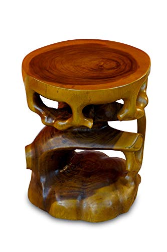 Kinaree Table d'appoint Bonsaï en teck - Tabouret pour fleurs - 40 cm - Tabouret en bois de Suar en 2 variantes