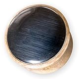 Fly Style Holz Horn Ohr-Plugs Katzenauge Stein Schwarz oder Weiß (6-30mm) Flesh-Tunnel pg079_X, Grösse:14 mm, Farbwahl:schwarz