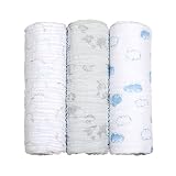 Mami 3 Pack Viscose Made from Bamboo Muslim Baby Swaddle Blanket, Soft Silky Swaddling Blankets Wrap for Newborn Infant, Large 47 x 47 inches (Baby Boy)