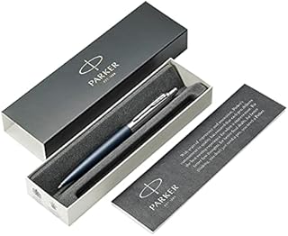 Parker Jotter XL Premium Stainless Steel Ballpoint Pen - Primrose Matte Blue - Black Ink - Gift Boxed