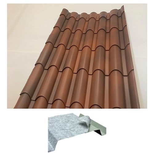 FT METALLI - lamiera ondulata finto coppo con Feltro Anticondensa e Antirumore copertura tettoia per esterno - lamiera zincata preverniciata - antichizzato 2450 mm