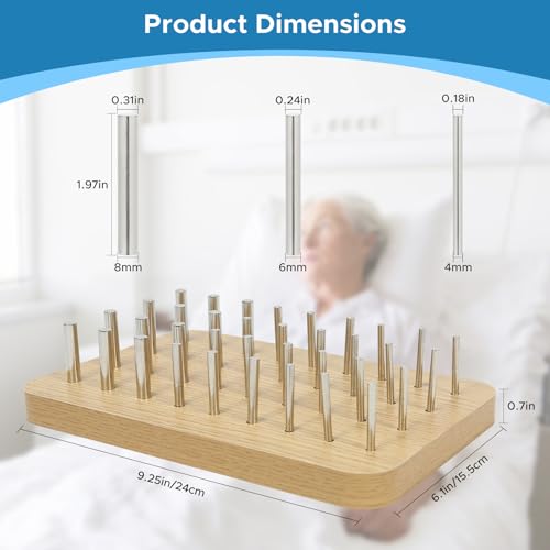 OLVULGG 36-Hole Wooden Pegboard for Occupational Therapy, Hand Therapy Peg Board with 3 Sizes of Round Iron Pegs to Improve Finger Dexterity, Fine Motor Coordination & Sensory Rehabilitation - Image 4