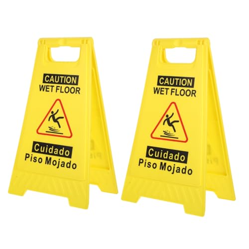Panneau de sécurité pliable jaune haute visibilité sol glissant pour hôtel 2 pièces