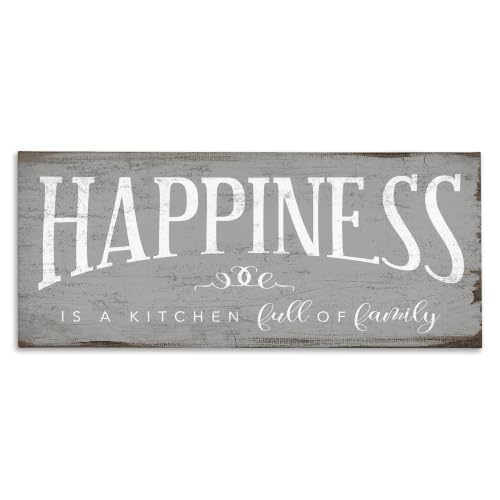 Kitchen Happiness Rustic Quote, 13 x 30 Inch Canvas Wall Art