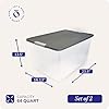 HOMZ 2-Pack Secure Latch, Clear Plastic Storage Organizer Bins, 64 Quart, Gray Lid - Heavy-Duty Container Boxes with Lids for Home, Office, and Garage