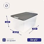 HOMZ 2-Pack Secure Latch, Clear Plastic Storage Organizer Bins, 64 Quart, Gray Lid - Heavy-Duty Container Boxes with Lids for Home, Office, and Garage - Image 4