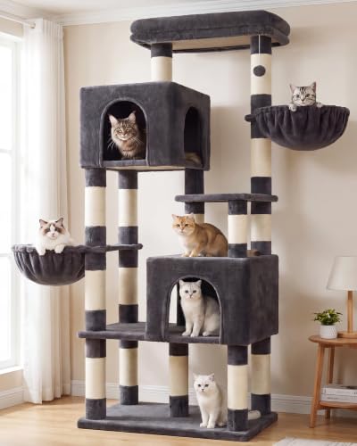 Image of Heybly 68.1 inch Cat Tree with Oversized Top Platform & Wide Base HCT059G