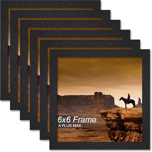 6x6 Picture Frame Set of 6 Black Light Weight Tabletop and Wall Mount