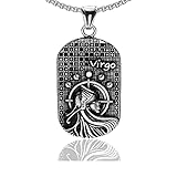 Xusamss Hip Hop - Collar de 61 cm de acero de titanio con diseño de las doce constelaciones con placa estilo perro