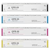 GPR-55 GPR55 High Yield Toner Cartridge Black Cyan Magenta Yellow Replacement for Canon GPR-55 GPR55 Toner Cartridge for ImageRunner Advance C5535i C5540i C5550i C5560i Printer(4 Pack)