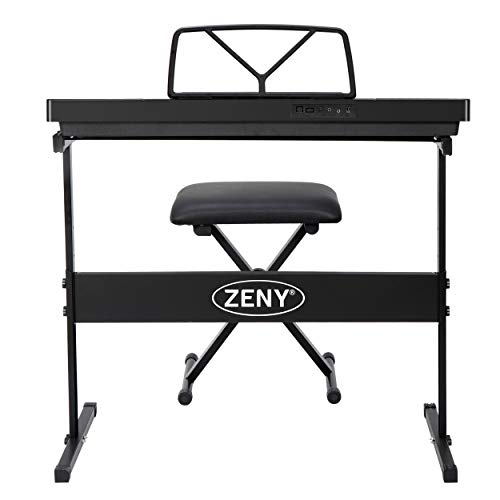 Zeny 61-Key Portable Electric Keyboard Piano With Built In Speakers, Led Screen, Headphones, Microphone, Piano Stand, Music Sheet Stand And Stool #TOP4
