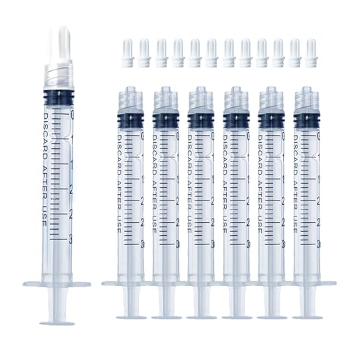 3mL Luer Lock Syringe (No Needle) - Sterile, Individually Wrapped - Pack of 20, Accurate Liquid Measurement, Leak-Proof Design