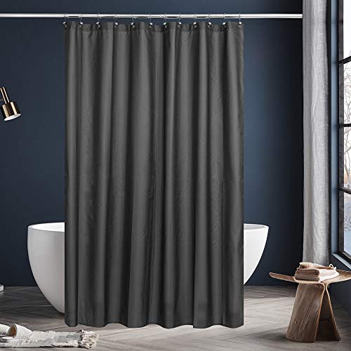 Image of N&Y HOME Fabric Shower Curtain or Liner with Magnets, Graphite Gray | Hotel Quality, Machine Washable, Water Repellent, Standard Size