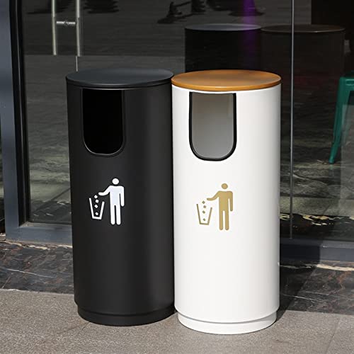 Stylish Metal Outdoor/Indoor Trash Can - U-Shaped Lid Garbage Bin for Home & Commercial Waste Management - Durable Waste Container for Efficient Disposal