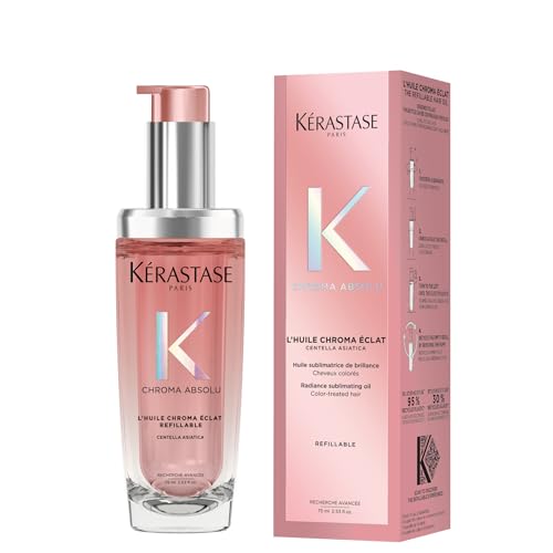 Kérastase Óleo Chroma Absolu Huile de Parfum Refilável, para cabelos coloridos, com proteção UV e protetor térmico até 230ºC, brilho, hidratação, proteção de cor, 75ml