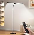 LED Floor Lamp for Living Room, Bright Reading Lamps for Office, Adjustable Colors Temperatures&Brightness, Dual Head Gooseneck Standing Lamp, Remote and Button Control?Eye-Caring Tall Lamp, Black