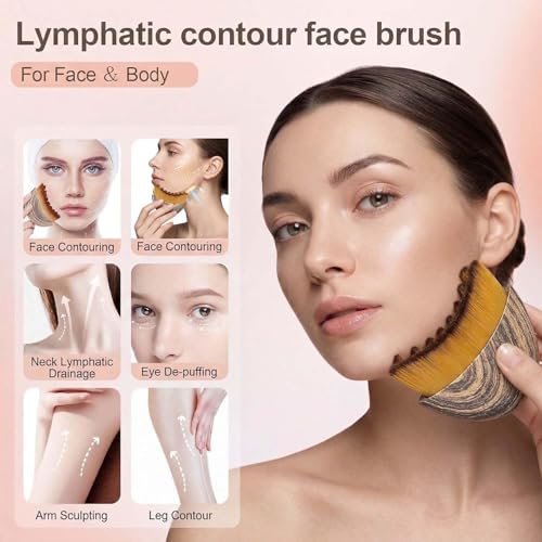 Image of New Lymphatic Contour Face Brush, Manual Facial Sculpting & Lymphatic Drainage Massager, Ergonomic Hypoallergenic Soft Bristles Brush for Anti-Puffiness, Detox & Lift, Improves Skin Glow & Absorption {PACK OF 1}