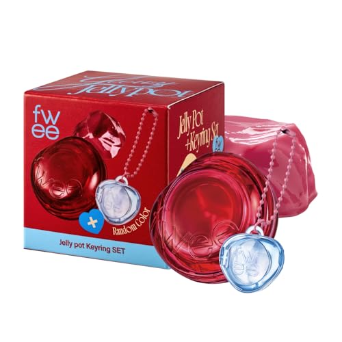 fwee Glowy Jelly Pot + Keychain SET | Dewy Jelly Lip & Blush Color, Tinted Glow Jelly Balm, Dewy Buildable Finish – Juicy Punch (Vivid Rose) | 0.14 oz