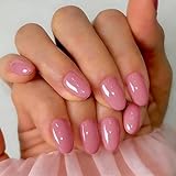 KQueenest Soft Gel Press On Nails Kurz, 32 Stück 16 Sizes Rosen Rosa Nägel zum Aufkleben Kurz Rund, Natürlich Mandel Fake Nails Press ons, Einfach Full Cover Künstliche Nägel für Frauen Maniküre
