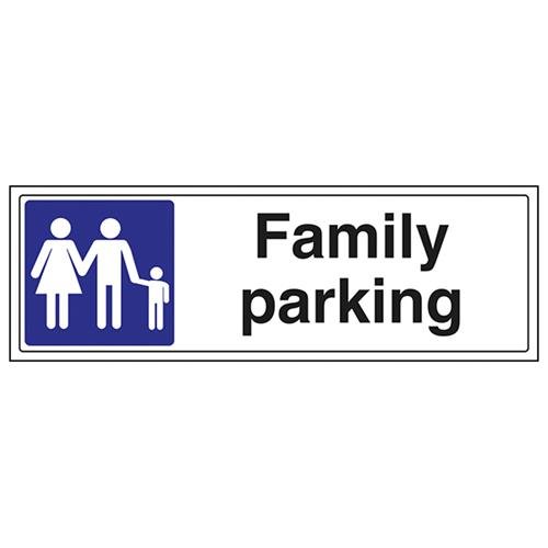 V Safety Family Parking Parking Sign - 450mm x 150mm - 1mm Rigid Plastic
