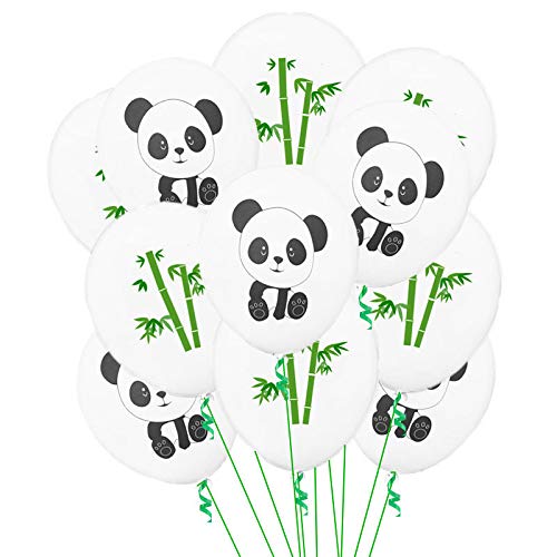 10PCS 12-Inch Panda Cartoon Balloon Set Wedding Theme Decoration For Children's Birthday Party (10pcs Panda+Bamboo)