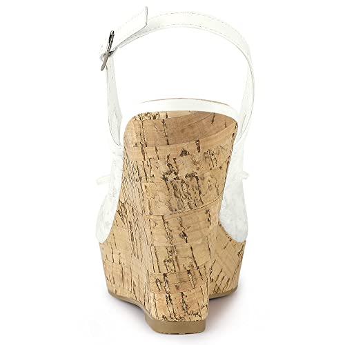 Allegra K Women's Lace Platform Wedges Wedge Heel Sandals3