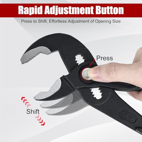 Image of HighFree 3PCS Water Pump Pliers Set 7Inch, 10Inch, 12Inch, Tongue and Groove Pliers Set Quick Adjustment by Pressing and Sliding Grips Any Shaped Object