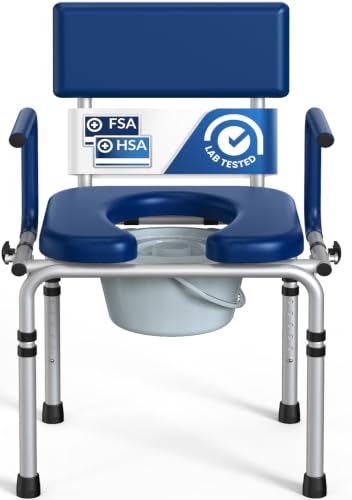 HolyHeal M73 Drop Arm Commode: Best Portable Toilet for taller users (400 lb, 19-25 in seat height)