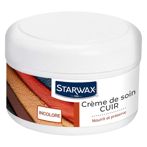 STARWAX - Crème nourrissante cuir - Entretien et Préserve Souplesse et Brillance - A La Lanoline et Huile de Pied de Bœuf - Incolore - Pénètre en...