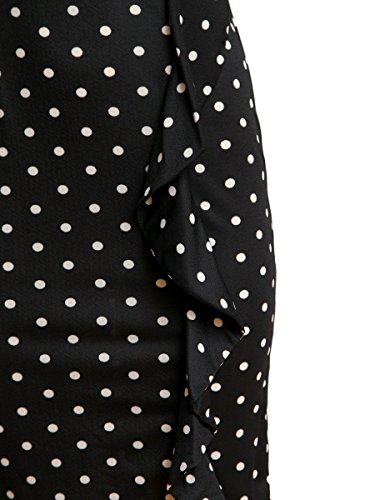 Cismark Women's Casual Polka Dot Short Sleeve Round Neck Work Pencil Dress Black M #TOP4