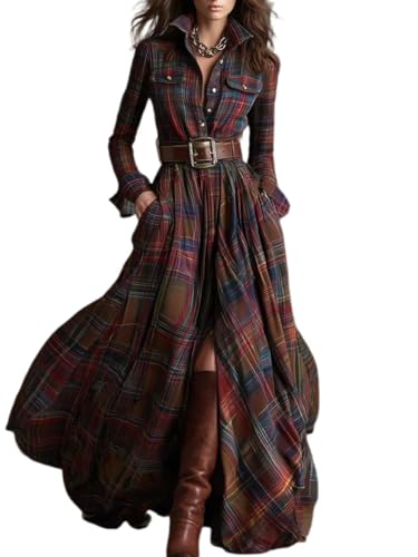 Plaid Button Front Maxi Dress
