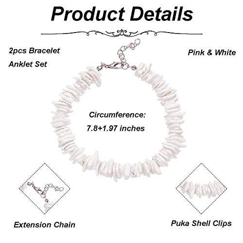 Soowoot 2Pcs Puka Shell Anklets - Blue Starfish Natural Shell Surfer Waterproof Anklets Bracelets Set Handmade Cute Adjustable Boho Beach Seashell Jewelry For Women Girls #TOP1