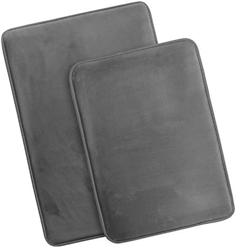 Clara Clark Bath Mat Set – Memory Foam Bath Mat - Soft Bathroom Rug - Non Slip and Super Absorbent - Fast Drying Machine Washable Bath Mat Set of 2 20 x 32, 17 x 24, Grey — view 2