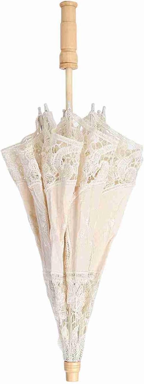 Zerodis Lace Wedding Umbrella Stick Umbrellas Parasol Elegant Accessory for Bridal Photography and Boudoir Decor Lace Wedding Umbrella Handmade Silk Cloth Home Decoration