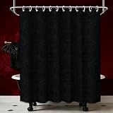 Tonmue Gothic Skull Shower Curtain Bat Goth Black Grey Bathroom Decor, Waterproof Cloth Fabric with Hooks 70' W x 72' L