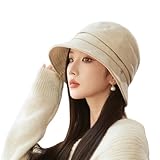[Gokamoi] バケットハット レディース 帽子【 圧倒的な小顔効果・美シルエット・秋冬向け】 UV カット 柔らかい 防寒保温 レディースハット 無地 サイズ調整可能 (ベージュ)