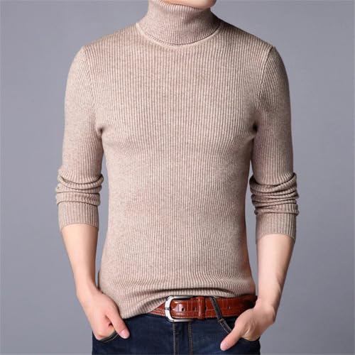 Men's Turtleneck Knit Sweater Warm Casual Solid Color Simple Design Pullover Winter Jumper3