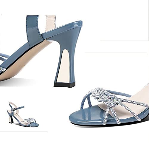 JUZIZHI Women's Low Heel Sandals Sexy Clip Toe Ring Ankle Strap Sandals Square Open Toe Stiletto Sandals Wedding Party High Heeled Sandals4