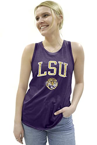 Blue 84 women's tri-blend tank top with vintage LSU Tigers graphic
