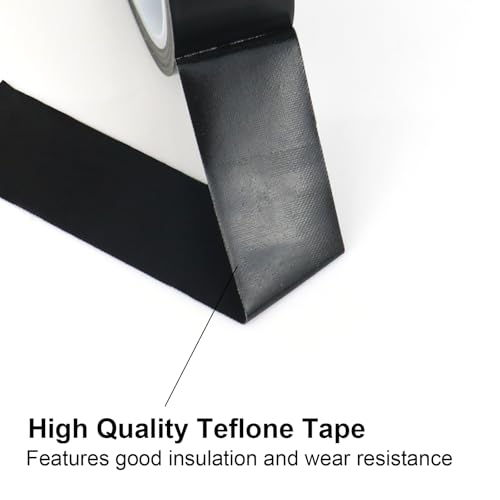 Image of BOMEI PACK Black PTFE Teflonn Glass Cloth Tape, 1 Pack 1 inchx 33 ft High Temperature PTFE Tape Abrasion Resistant Surface Protection for Vacuum Sealer Machine, Hand Impulse Sealers Insulation Coated