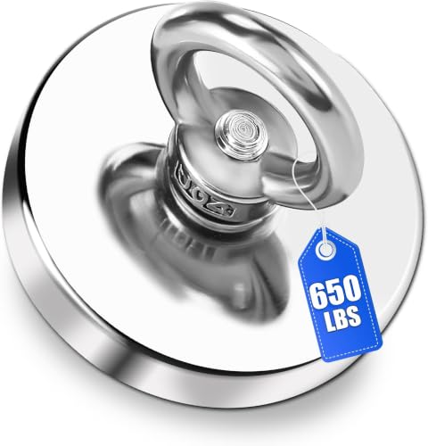 Image of DIYMAG Super Strong Neodymium Fishing Magnets, 600 lbs(272 KG) Pulling Force Rare Earth Magnet with Countersunk Hole Eyebolt Diameter 2.95 inch(75 mm) for Retrieving in River and Magnetic Fishing | Strong Lifting Magnet Neodymium Rare Earth Eyebolt for Retrieving in River and Magnetic