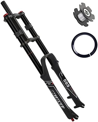 RUJIXU 26 27.5 29 Inch Mountain Bike Suspension Fork Disc Brake Straight/Tapered Manual Lockout Quick Release MTB DH Air Forks with Damping Adjustment Travel 135mm (Color : Black, Size : 26")